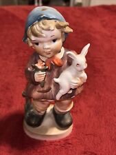 Vintage Little Girl With Bunny Figurine Porcelain Home Decor picture