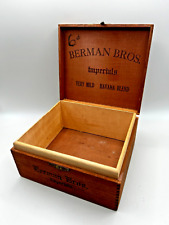 Early 1900s Antique Dovetail Cigar Box Berman Bros Imperials Penna Solid Wood picture