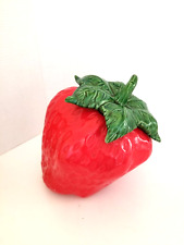 Rare MCM Vintage Ceramic Tilting Red Strawberry Cookie Jar picture