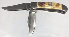 Vintage Wild Turkey Hand Made Pocket Knife Bone Handles  Solingen Steel 2 Blades picture