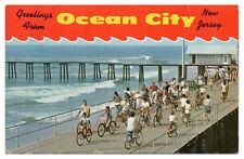 Vintage Ocean City New Jersey Postcard c1967 Bicycling on Boardwalk Chrome picture
