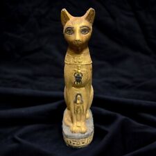 Rare Sweet Cat Statue in Black Stone - Republic - Stunning Egyptian Antiques picture