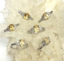 Wholesale Lot 6 Pcs Natural Citrine White Bronze Rings Crystal Healing Energy picture