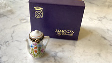 Lovely Limoges Peint Porcelain Teapot Trinket Box Hand Painted w/Original Box picture