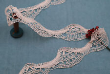 Antique French Bobbin Lace Ribbon Linen Handmade Dentelle du Puy Trim Vintage picture