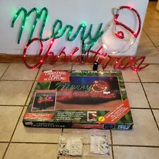 RARE Mr. Christmas Light Sculpture “Merry Christmas” w/ Santa in Box and Bulbs picture