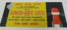 Vintage 1947 LOOK-OUT LITE Store Front Window SIGN Auto Emergency Flasher Light picture
