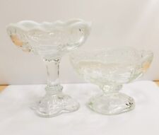 2 Antique EAPG Clear & Opalescent Northwood INTAGLIO Jelly Compotes c1894 picture