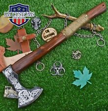 AUS-10 Steel Axe Knife w/Pipe Paracord Wrapped Walnut Wood picture