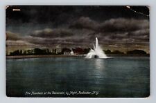 Rochester NY-New York, Fountain at Reservoir by Night, Vintage c1907 Postcard picture
