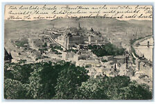 c1905 Aerial View of Buildings River Bridge Mountains in Hungary Postcard picture