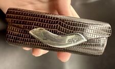 Vtg Ralph Lauren Brown Leather & Sterling Lipstick Case Croc Snake Italy Fiocchi picture