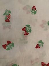 vintage flocked strawberry On White fabric 140” X 44” Excellent picture