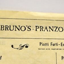 Vintage 1984 Bruno's Italian Pizza Restaurant Menu picture