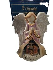 FONTANINI LIGHTED ANGEL FIGURE WITH NATIVITY SCENE CHRISTMAS FIGURINE picture