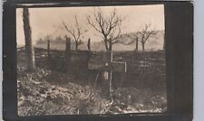 WW1 SOLDIERS GRAVE real photo postcard rppc christian crucifix cross dead war picture