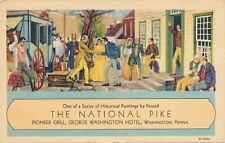WASHINGTON PA-Pioneer Grill Washington Hotel The National Pike Painting Postcard picture