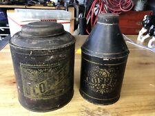 (2) 1890-1910 Era Vintage Coffee Container Cans - Rare With Lids - Kitchen picture