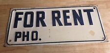Vintage 1950’s 60’s For Rent Sign Early Embossed Metal Sign  picture