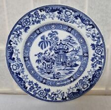 Creil Et Montereau Plate Blue White China French Antique Orientalist 9.5