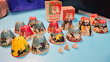 Antique 1936 WHIRL-GLO Christmas Tree Light Shades  15 Shades 3 pins  2 Boxes picture