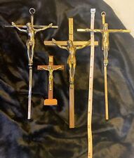 Lot of 4 Crosses Crucifixes Wood Metal Composite Christianity Jesus Religious picture