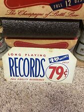 vintage store metal sign Long playing records album full fidelity recordings picture