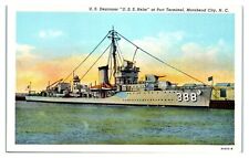 USS Helm, US Destroyer at Port Terminal, Morehead City, NC Postcard *6S(4)25 picture