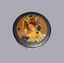 ANTIQUE 18th - 19th c. PAPIER MACHE Black Lacquer Hand Painted REGENCY SNUFF BOX picture