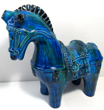 Vtg ALDO LONDI BITOSSI Trojan Horse MCM Glazed Ceramic Art Rimini Blue Blu RARE picture