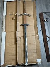 New in Box Two Handed Leather Handle Medieval Flamberge Sword 50 5 / 8