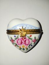 STAMPED ROCHARD LIMOGES FRANCE FLORAL HEART HAND PAINTED TRINKET BOX picture