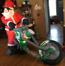 2006 Gemmy Inflatable 9’ Long Christmas Santa Chopper Motorcycle Lighted picture