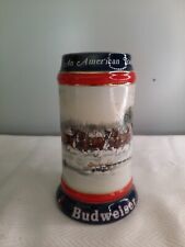 VTG BUDWEISER Beer Stein, “AN AMERICAN TRADITION”, Holiday, 1990 Collectible picture