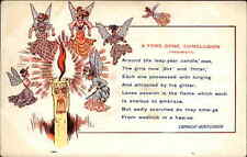 Leap Year Fantasy Fairy Spinsters Metamorphic Candles c1910 Postcard picture