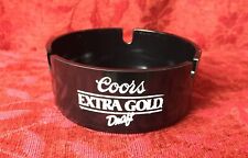 Vintage 80s 90s COORS Extra Gold Draft Beer Ashtray Round Black Bar Advertising picture