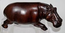 Exceptional Hand Carved Hardwood African Hippopotamus Animal Sculpture picture