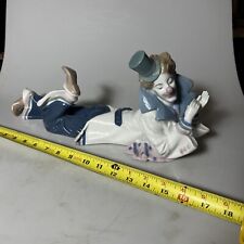LARGE Porcelain Statue - Clown Relaxing 17” MINT picture