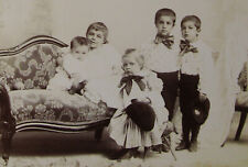 CABINET PHOTO 5 BEAUTIFUL WELL DRESSED VICTORIAN CHILDREN SIBLINGS BOSTON MASS picture