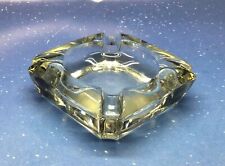 Vintage Heavy Thick Crystal Clear Glass Square Ashtray 3 1/2 inches picture