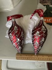 WATERFORD HOLIDAY HEIRLOOM RED FLEUR DE LIS DROP ORNAMENTS. 2 each.  (66.67.530) picture