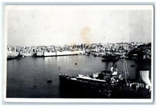 c1920's Grand Harbor Ships View Valletta Malta RPPC Photo Posted Postcard picture