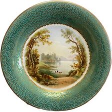 Antique 19thc Hand Painted Gold Gilt English Landscape Plate Conway Castle Wales picture