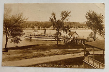 1911 ME Postcard Portland Evergreen Landing Peaks Island steamer ship sepia tone picture