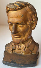 Antique Abraham Lincoln Cast Iron Book Ends Copper Gilt Early 1900s picture