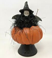 2013 Irene Gates Handmade Halloween Winged Witch Pumpkin Folk Art Sculpture KP21 picture