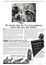 1923 THE TEN COMMANDMENTS OF THE ANIMAL WORLD PRINT AD, ERNEST THOMPSON SETON AD picture