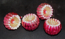 4 VINTAGE VERY OLD PINK CHRISTMAS INDENT ORNAMENTS GLITTER MICA picture