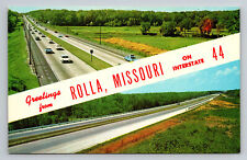 Rolla Missouri Greetings Interstate 44 Highway View US Route 66 MO Postcard picture
