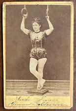 Antique Cabinet Card, Woman Acrobat Gymnist Carnival? Circus? Signed Photograph picture